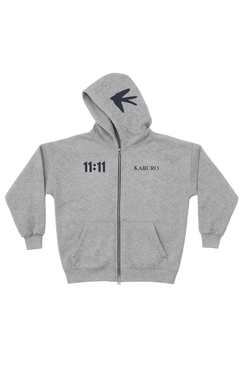 IN THE STREAM ZIP HOODIE in GREY