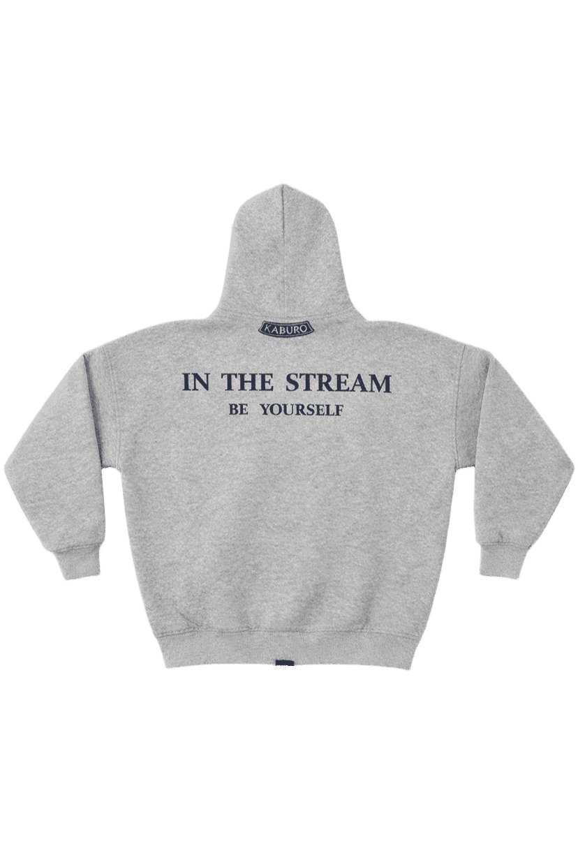 IN THE STREAM ZIP HOODIE in GREY